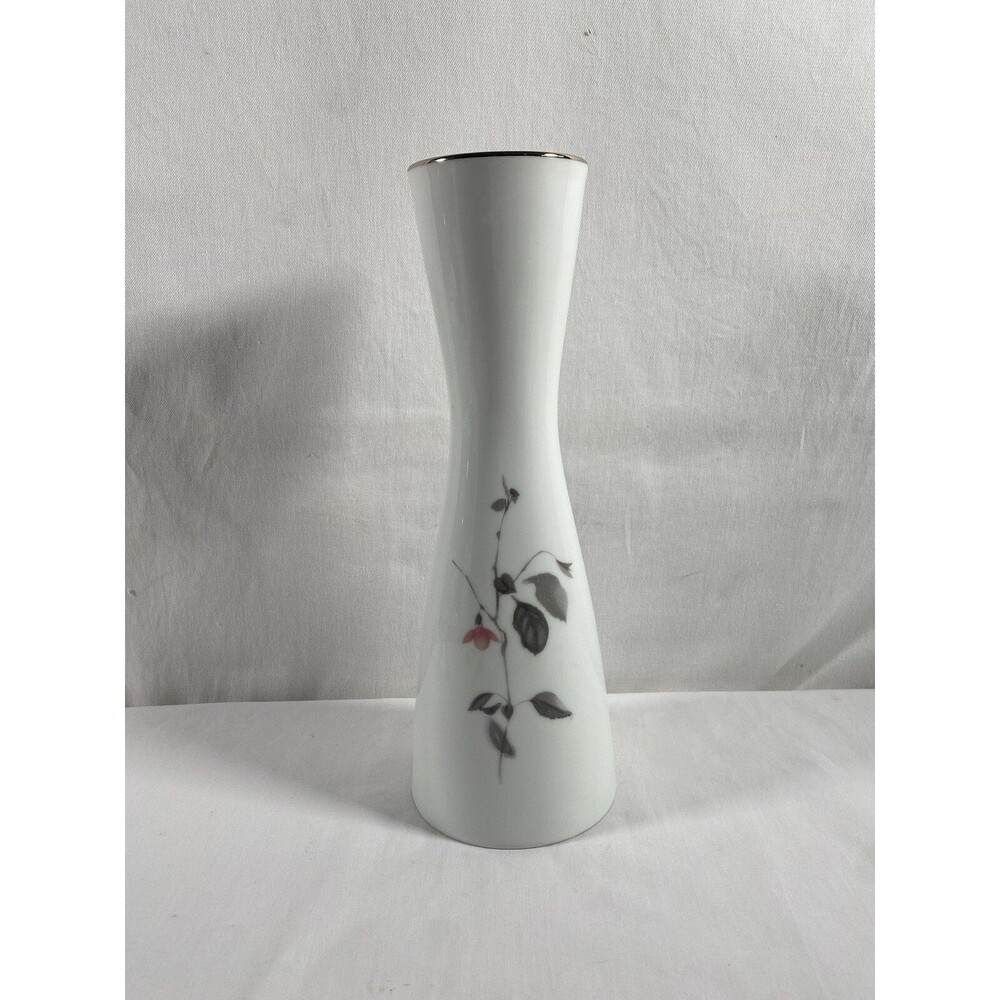 Vintage Rosenthal Pink Floral Porcelain Vase Germany Gold Trim 11.75” Tall #438